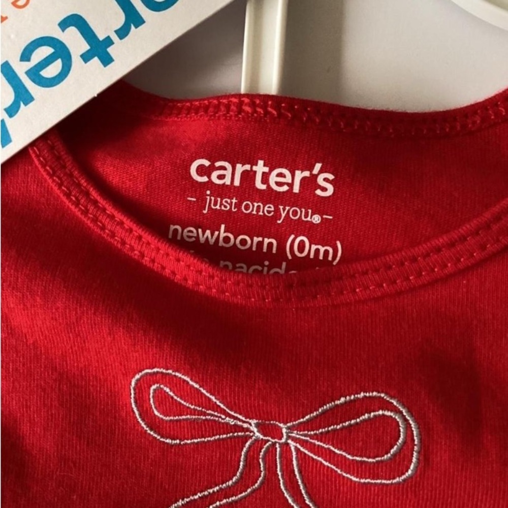 Carter's Vibrant Red Newborn Dress with Bow Newborn.NWT - Picture 3 of 4
